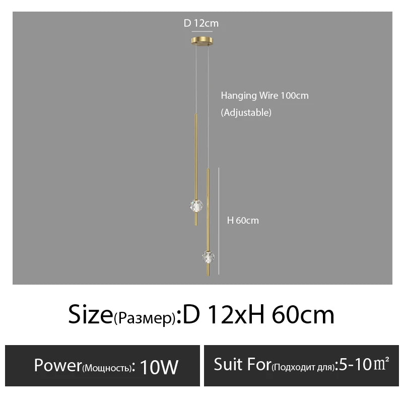 suspension lumineuse moderne or noir cristal led minimaliste contemporain translucent