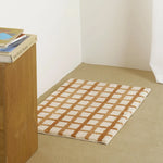 tapis blanc beige bleu rayures polyester non slip moderne intérieur chambre cuisine