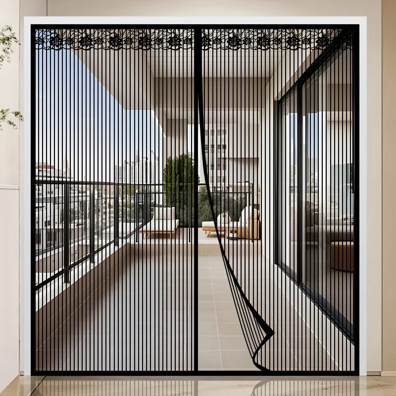 rideau porte noir rayures vertical magnétique moderne adhésif grande taille été