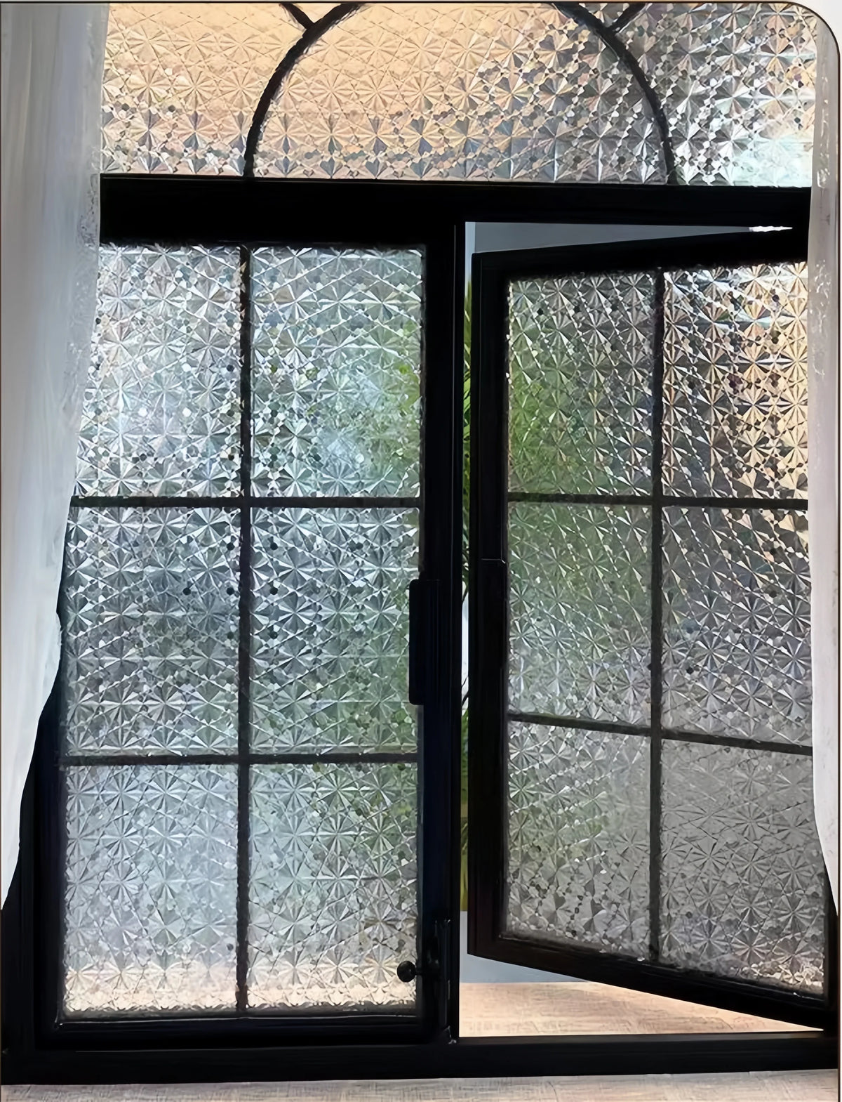 film décoratif fenêtre étoiles moderne adhésif protection uv thermique transparent