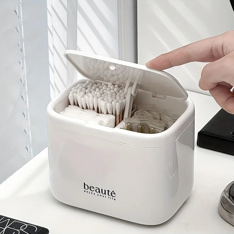 organisateur cosmétique blanc moderne adhésif coton tige ampoules rangement salle bain coiffeuse