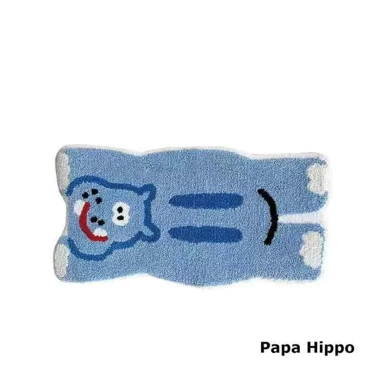tapis moderne imperméable résistant animaux créatif léopard hippopotame chambre bleu blanc vert noir jaune