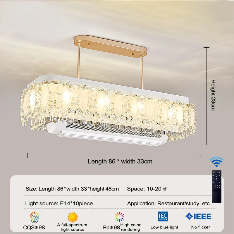 plafonnier led blanc doré cristaux floraux élégant télécommande contemporain lumière salon chambre