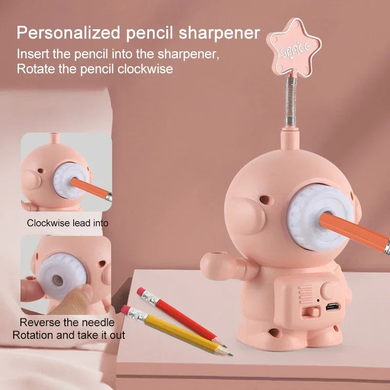 lampe astronaute enfantine rotative étoile tête translucide spatial crayon recharge usb
