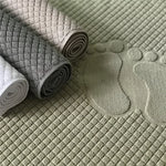 tapis bain coton imprimé pas pied vert gris moderne absorbant 80x50cm