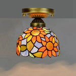 Lampe art déco mosaïque motifs floraux or marron bleu verte vintage chambre salon entree