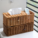 panier serviettes tressé boîte mouchoirs rangement serviettes rustique marron clair amovible hand woven paper
