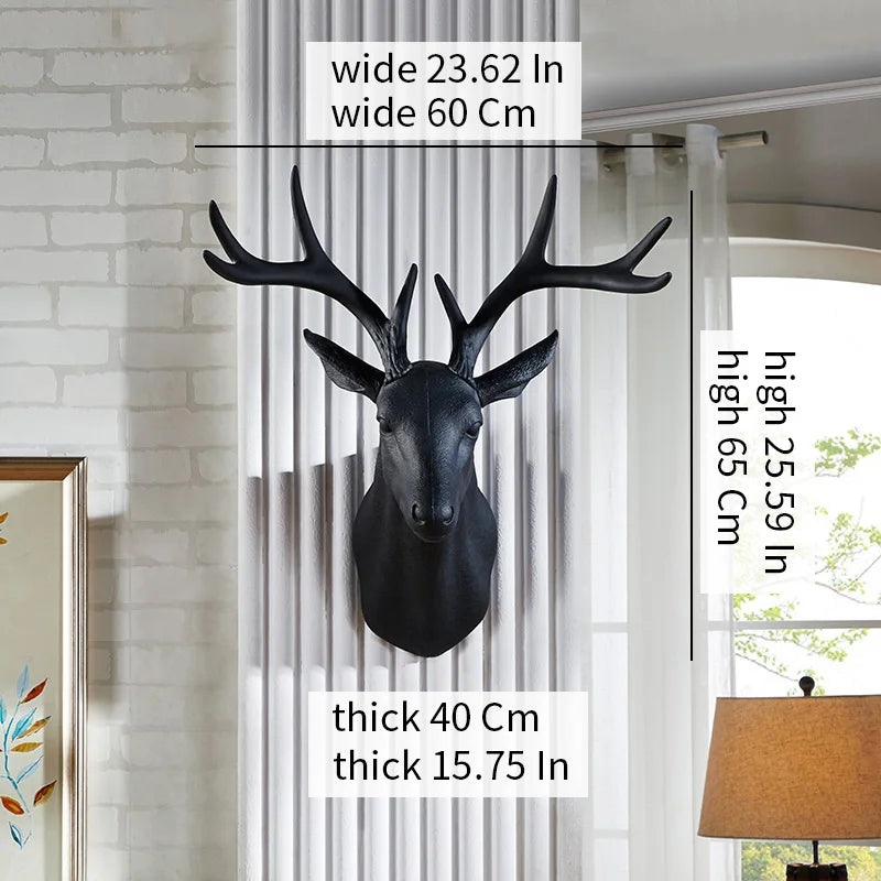 décoration murale tête cerf noir blanche texture résinée moderne fixations