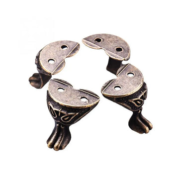 supports d'angle meuble armoire bronze florale gravée vintage décoratif fixations vis textiles
