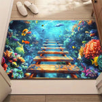 tapis moderne fleurs cerisier marbre noir rose adhésif résistant rides polyester extérieur adultes