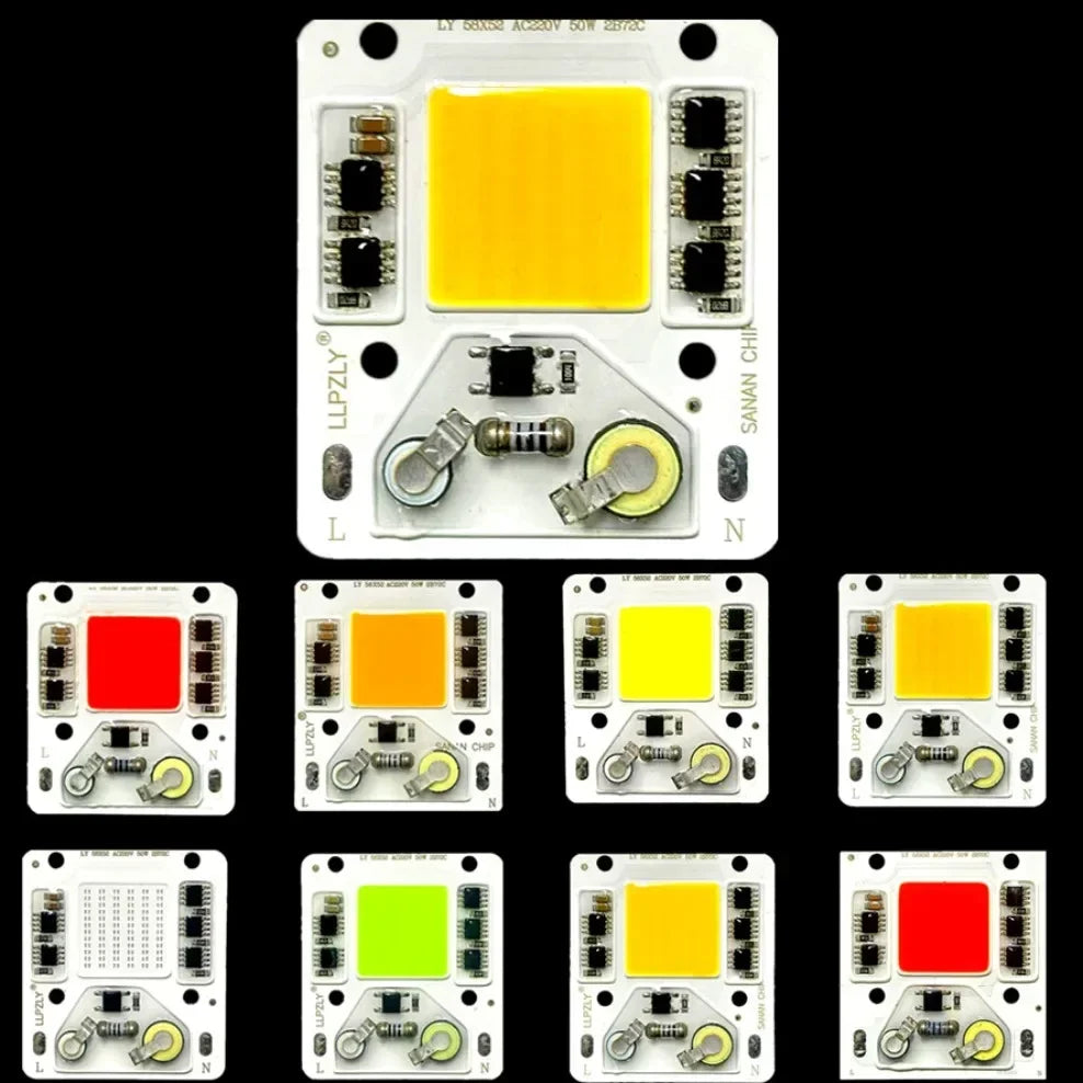 ampoule led cob 50w ac 220v blanc jaune rouge extérieure spotlight chip led moderne