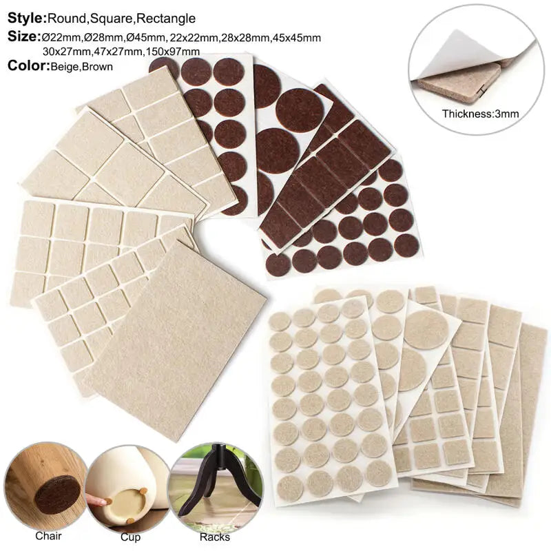 protecteurs meubles adhésifs rond carré beige marron opaques utilitaires différentes tailles inclusées