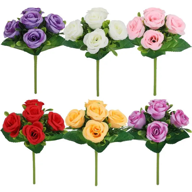 bouquets artificiels fleurs simples classiques rouge blanc rose jaune violetintérieur décoration maison fête