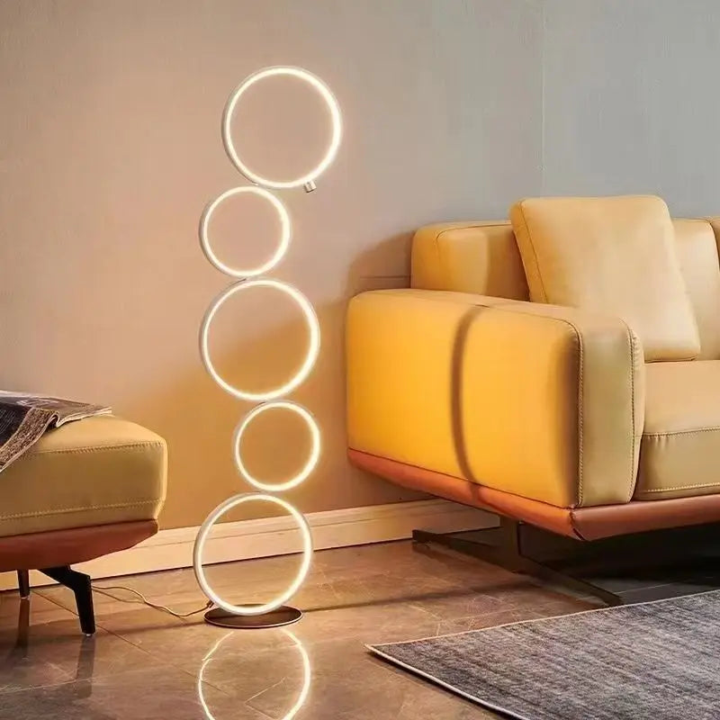 lampe sol moderne blanc circulaire relief éclairage led minimalisteTouchableSwitch cable garantie 2ans