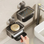 porte savon mural drainage moderne sans perçage ventouse savon blanc gris métallisé