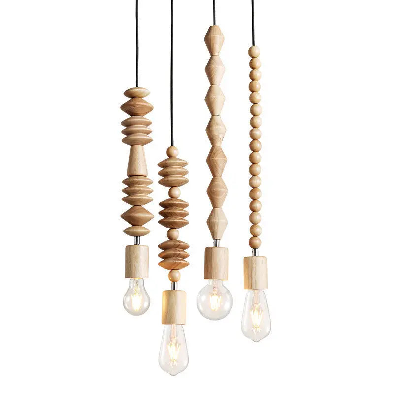 Suspension lumineuse bois géométriques naturel moderne salon restaurant chambre principal