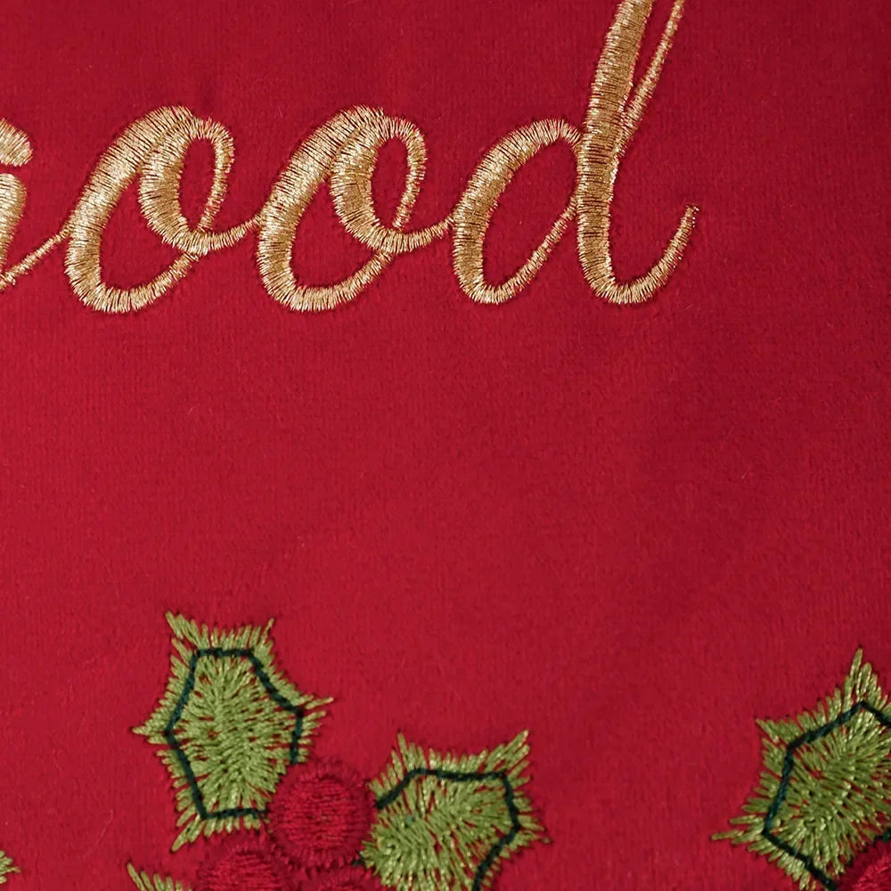 housse coussin velours noël arbre flocons good night rouge vert decoration carré tufted polyester