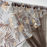 rideau fenêtre beige feuilles stylisées tissu léger élégant transparent tringle rideaux