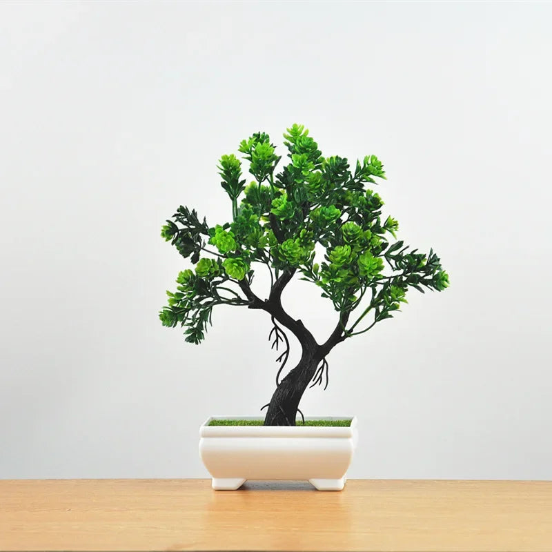 plante artificielle bonsaï miniature pot blanc décoration intérieur jardin maison vert