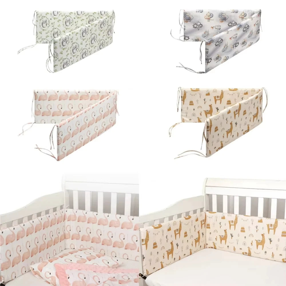 barrière lit bébé gris rose blanc bleu flamants roses licornes étoiles géométriques floraux