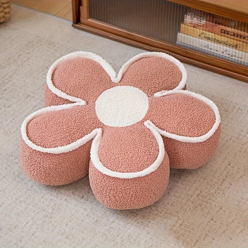 coussin sol fleurs orange rose beige blanc moderne confortable 50cm