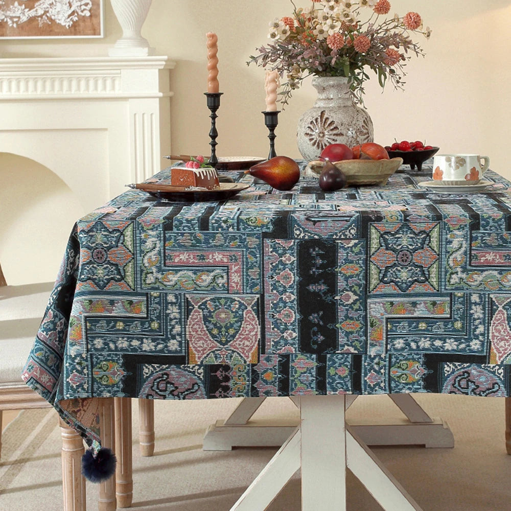 serviette table patchwork géométrique rouge réutilisable boho chic extérieur fête