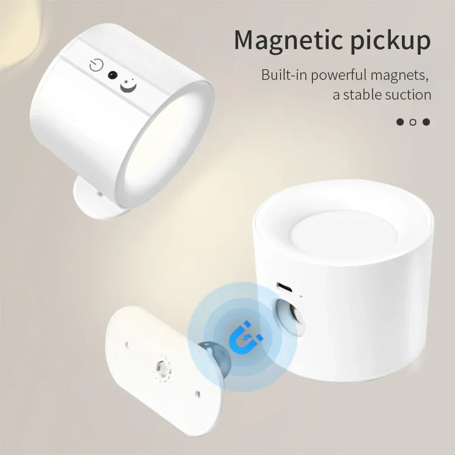 projecteur mural led rechargeable tactile double tête cuisine chambre étude moderne minimaliste blanc noir