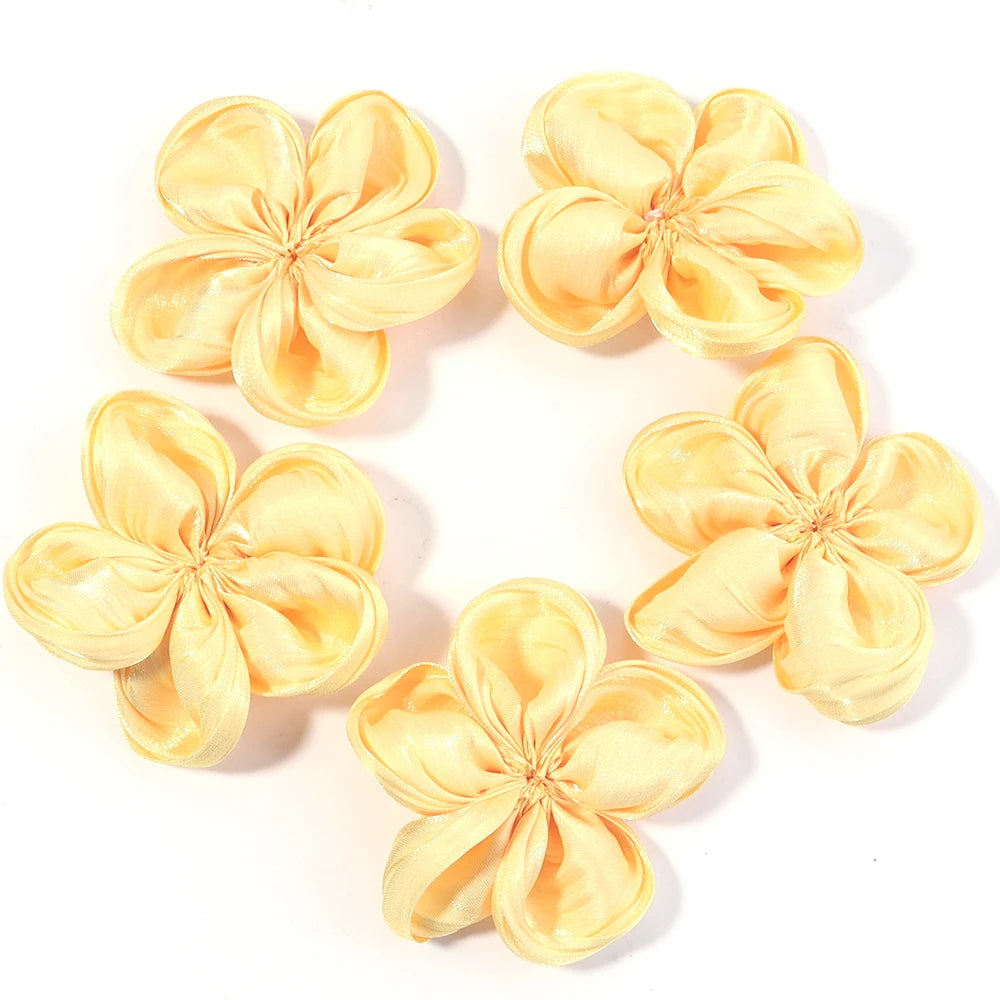 fleurs artificielles tissu satinées rose beige gris orange bleu jaune clips cheveux décoration bricolage