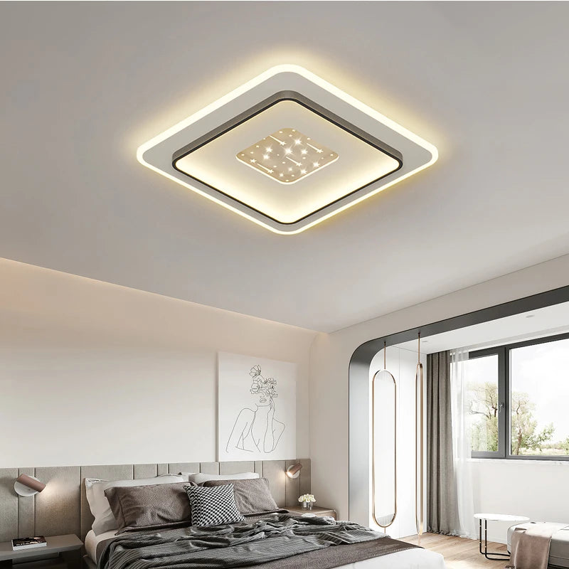 plafonnier led moderne blanc doré minimaliste éclairage cuisine chambre salon