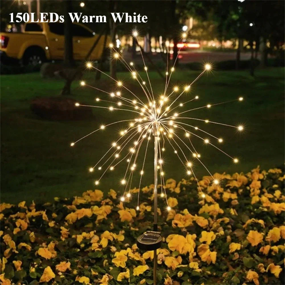 lumière solaire extérieure led feu d'artifice multicolore jardin décoration festive