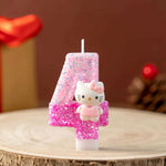 bougies numériques forme chiffres rose pailletées décoratives enfantine hello kitty argentées festive