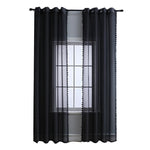 rideaux noir gris blanc bohème moderne pompons bord inférieur tringle translucides polyester chambre salon