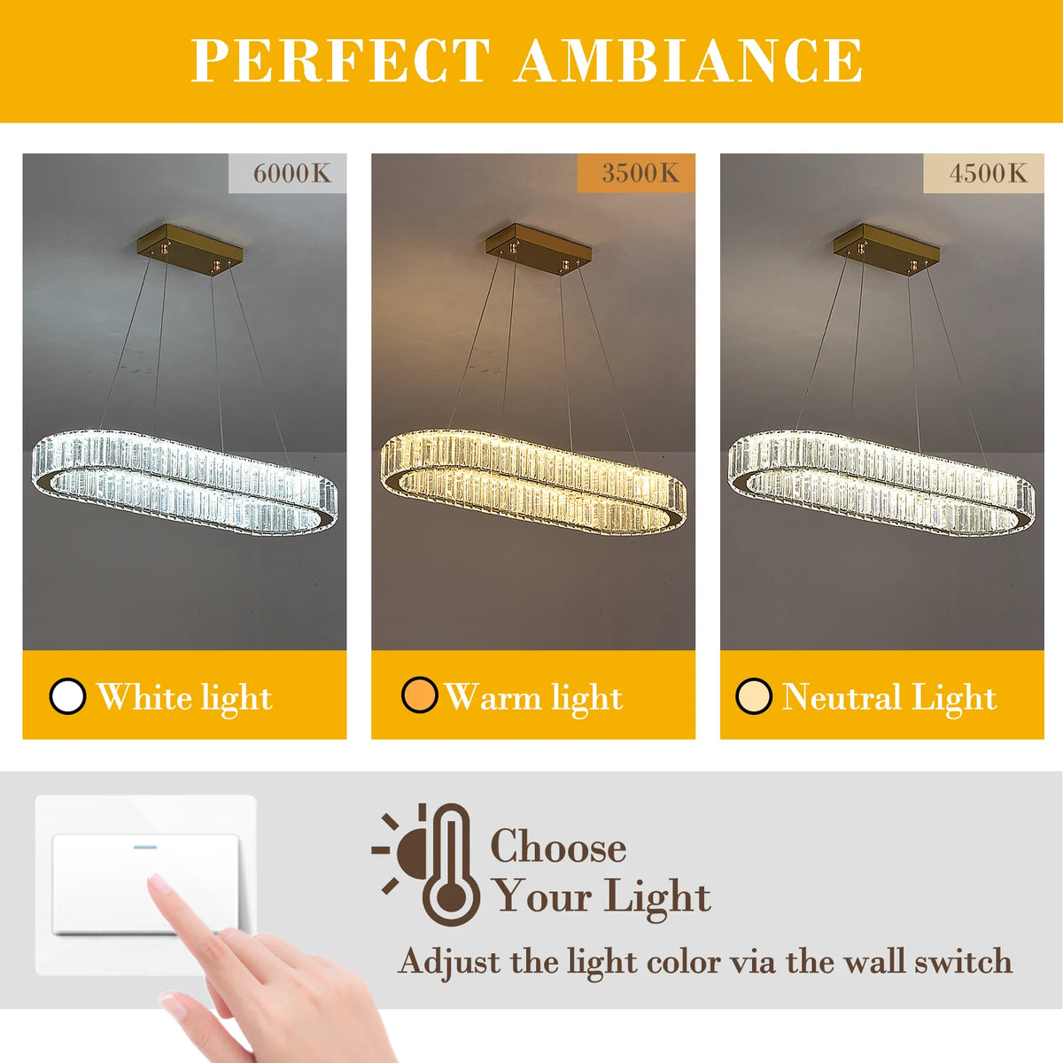 suspension lumineuse moderne cristal transparent doré télécommande haute luminosité chambre salon