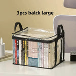 organisateur livres transparent noir poignées amovibles moderne pratique sac livres étudiant classe rangement ménage