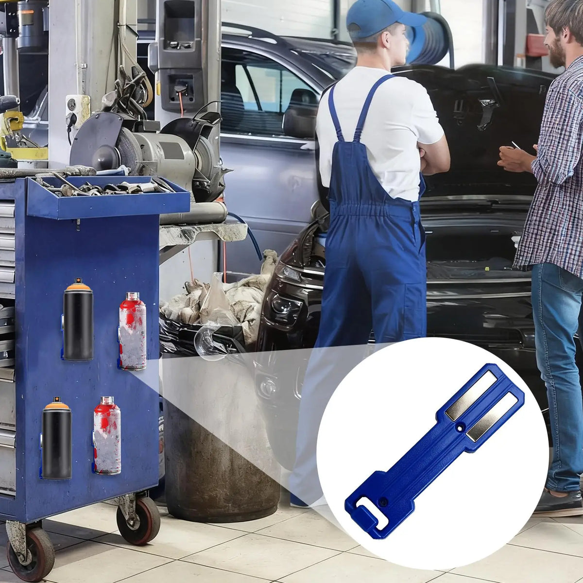porte aérosols magnétique bleu support mural imperméable stockage salle bain organisation pratique double