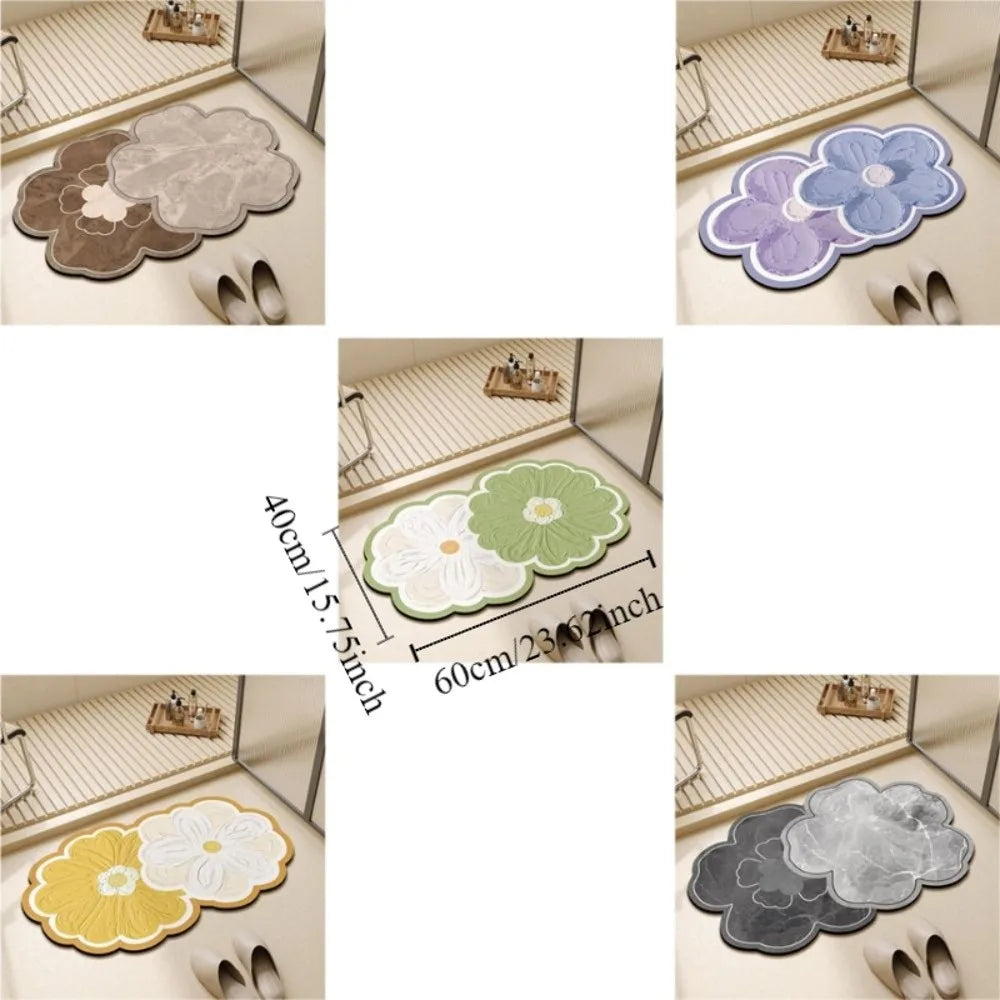 tapis décoration florale moderne jaune blanc bleu violet gris vert marron texturé relief