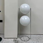 lampe sol moderne minimaliste blanc chrome boule acrylique translucent DEL interruptron haut bas vde