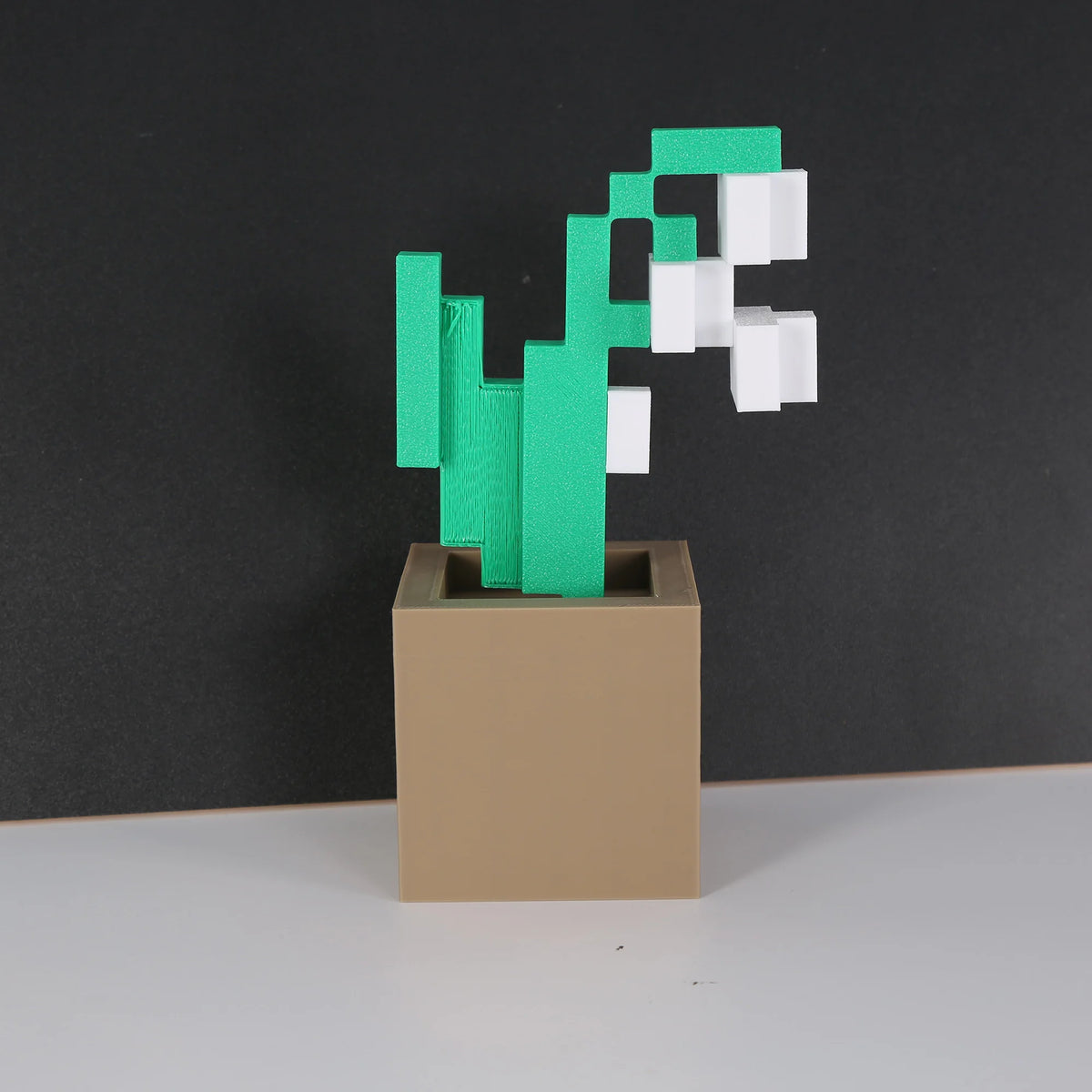 décoration intérieure cactus pixel art blocs vert blanc pot bois moderne minimaliste ludique chambre
