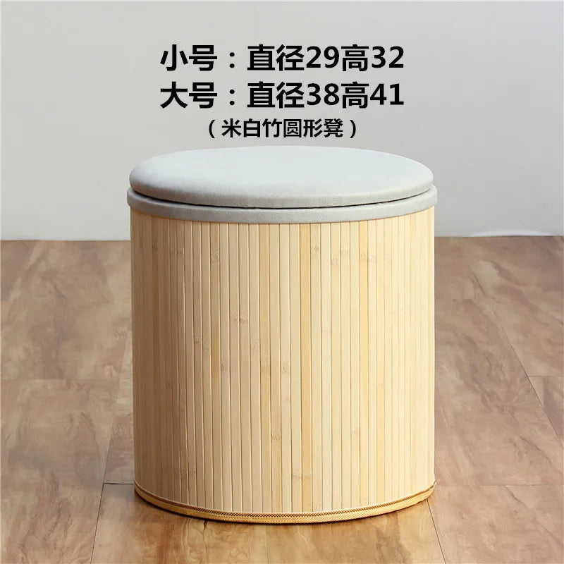tabouret rangement bois couvercle amovible tissu beige entrée maison