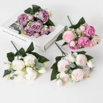bouquet fleurs artificielles soie péonies modernes élégantes intérieur blanc rose vert