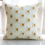 Coussin Carré Coréen Anti Décubitus Coton Polyester Tricot Fleur Brodé Amovible Lavable Moderne