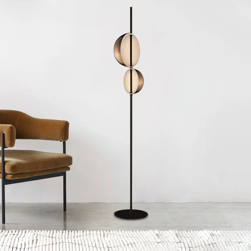 lampe sol led noir doré minimaliste double abatjour moderne 15 30mètres carrés