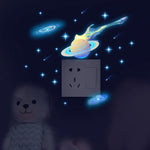 sticker mural autoadhésif planète saturne comète étoiles nuit phosphorescent chambre enfants