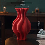vase moderne blanc marron rouge orange rayures horizontales opacité maison fleurs table