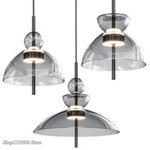 suspension lumineuse moderne transparente noir minimaliste led pendentif simple salle manger cuisine bar restaurant