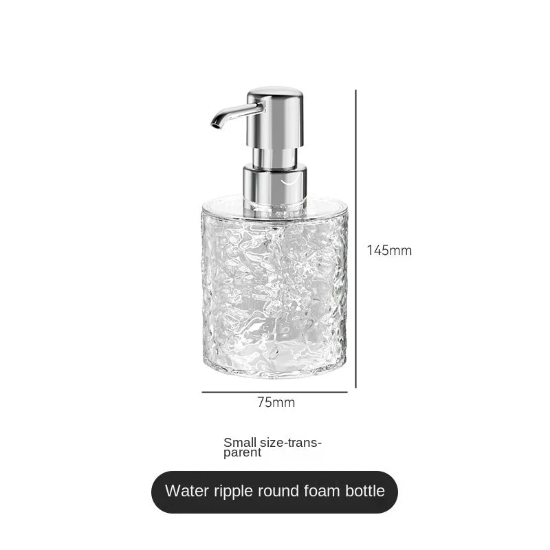distributeur savon liquide transparent texture ondulée moderne salle bain cuisine rechargeable pump bouchon