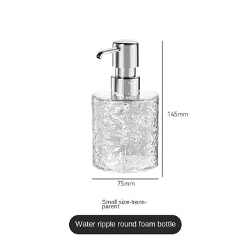 distributeur savon liquide transparent texture ondulée moderne salle bain cuisine rechargeable pump bouchon