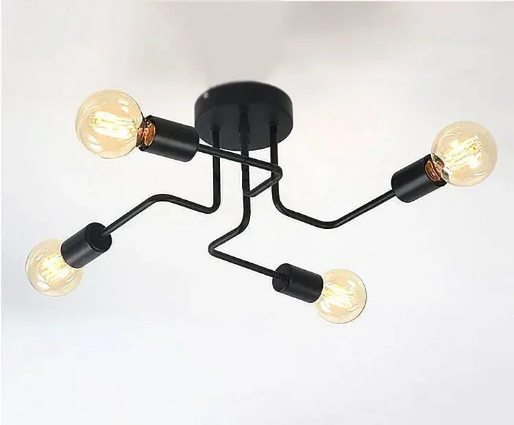 lampe suspension industrielle moderne noir ampoules blanches éclairage intérieur décoration salon loft
