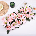 décoration florale artificielle guirlande rectangulaire fleurs roses lys champêtreintérieur événements mariage anniversaire