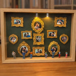 cadre photo mural classique ornementé adhésif figurines céramique fleurs artificielles photos doré blanc rouge